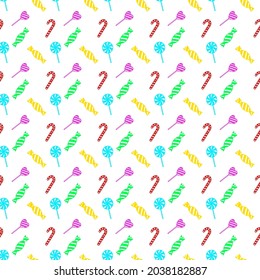 seamless pattern vector illustration with shape candy and colorful patterned candies Halloween party on a white background