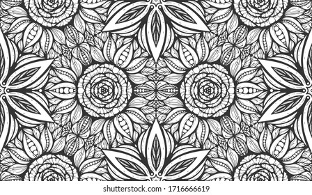 Seamless pattern. Vector illustration in the style of zentangle.