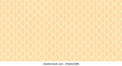 Seamless pattern vector illustration. Thin, pinkish orange ornamental lines. Zigzag oriented shapes with pale yellow background texture. Graphic pattern for fabric, textile, wallpaper, packaging.