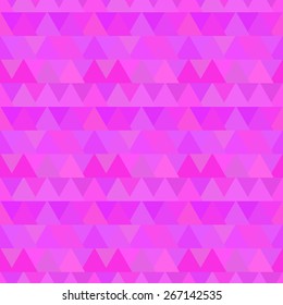 Seamless pattern vector illustration, triangles simple geometric shapes retro faded pink magenta colors old style vintage mosaic backdrop. Abstract colorful background wall texture. No transparencies