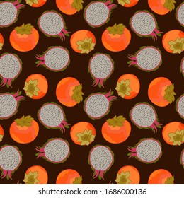 seamless pattern, vector illustration, tropical fruits in bright colors ornament for wallpaper and fabric, wrapping paper, background for design