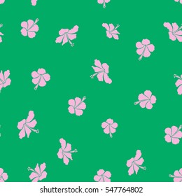 Seamless pattern Vector illustration. Seamless tropical flower, green and neutral hibiscus pattern.