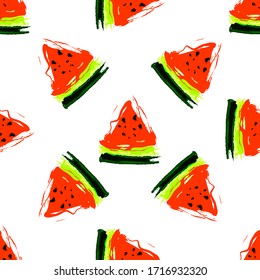 Seamless pattern vector illustration watermelon on white background