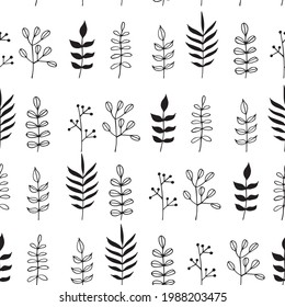 Patrón sin foco. Ilustración vectorial con flores silvestres. Esbozo de Doodle. 