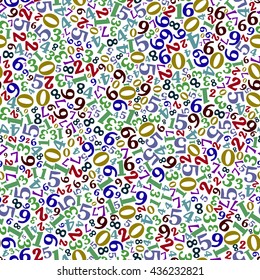 Seamless pattern - vector illustration.Colorful background  bright color. the numbers from zero to nine. Original design.