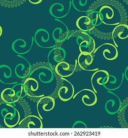 Seamless pattern. 	  Vector illustration.Composition of the carpal elements of painting. The leaf whorl ,flower in combination.Template for fabric, wrapping paper. 5 spot colors.Part of a set.