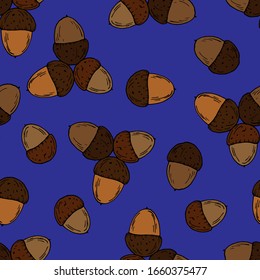 seamless pattern, vector illustrations, acorn in bright colors, wallpaper ornament, wrapping paper