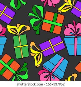 seamless pattern, vector illustrations, colorful gift pattern images, wallpaper ornament, wrapping paper, scrapbooking