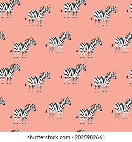 seamless pattern with vector illustrations of striped zebras. animalistic background for kids design