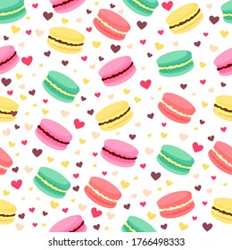 seamless pattern. vector image of colorful macaroon. for printing on wrapping paper, fabric, boxes, napkins. Background for children's birthdays and holidays.