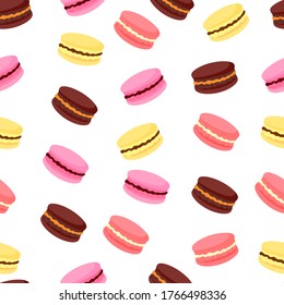 seamless pattern. vector image of colorful pasta cookies. for printing on wrapping paper, fabric, boxes, napkins. Background for children's birthdays and holidays.