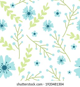 seamless pattern, vector image of flowers and leaves. elegant pastel colors 