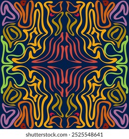 Seamless, pattern, vector, image showcases a complex and vibrant abstract tribal pattern.