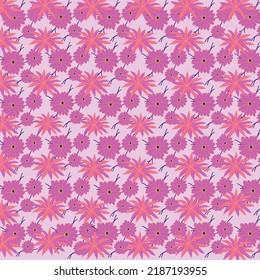 Seamless Pattern vector, kembang batik, motif Daster, Flowers bloom with pink as background