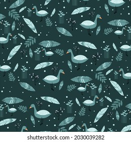 seamless pattern vector leaf duck