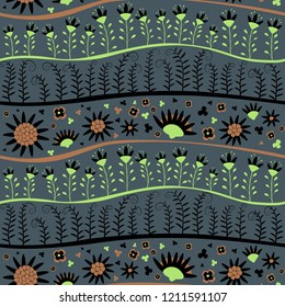 Seamless pattern vector with leaves. Floral ornament. Vector illustration