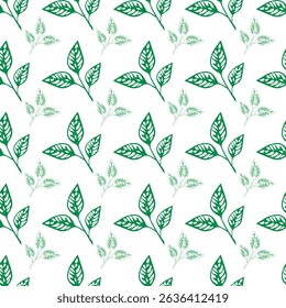 Seamless pattern with vector leaves. Floral illustration. Can be used for making wallpaper, fabrics and other types of products