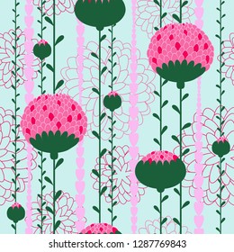 Seamless pattern vector with leaves and flowers. Floral ornament. Vector illustration