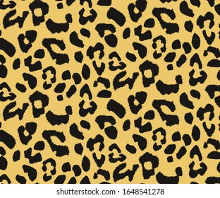 Vector de trama transparente de textura leopardo sobre fondo amarillo. 