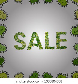 Seamless pattern. Vector lettering. Sale banner. Illustration in green, black and white colors.