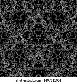  seamless pattern. Vector luxury sketch with black and white elements.