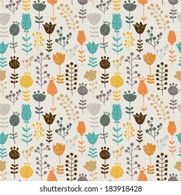 Seamless pattern in vector made of flowers. Seamless pattern can be used for pattern fills, wallpapers, web page backgrounds. 