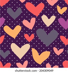 Seamless pattern in vector made of hearts. Seamless pattern can be used for pattern fills, wallpapers, web page backgrounds. 
