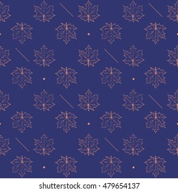 Seamless pattern with vector maple leaves.