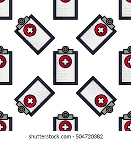 Seamless pattern with vector Medical Icons in flat style. For your design.