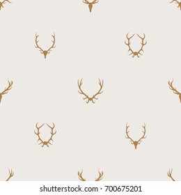 Seamless pattern vector minimalist background with deer antlers