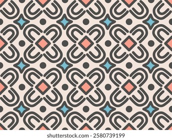 Seamless pattern. Vector mosaic design. Abstract background in geometric style. Pattern for printing on fabric, wallpaper, clothes, packaging and gift paper.