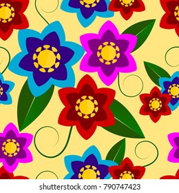 Seamless pattern vector of multicolor flowers