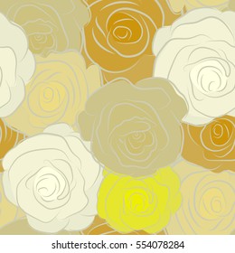 Seamless pattern with vector multicolored rose flowers.