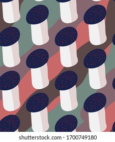 Seamless pattern with vector mushrooms.