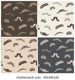 Seamless pattern of vector mustache. 
