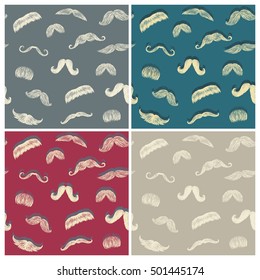 Seamless pattern of vector mustache. 
