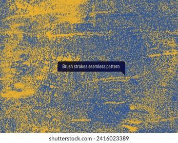 Seamless pattern vector noise texture in form of frame. High quality textured, brushes drawn distressed uneven background. Dark noise granules. Seamless yellow spots of paint on a blue background.