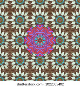 Seamless pattern with vector on a neutral, brown and blue colors. For wrap, wallpapers, backgrounds and scrapbooks. For Merry Christmas, Happy New Year products.
