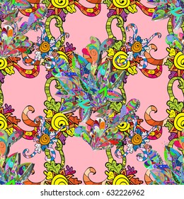 Seamless pattern with vector on a pink background. For wrap, wallpapers, backgrounds and scrapbooks. For Merry Christmas, Happy New Year products.