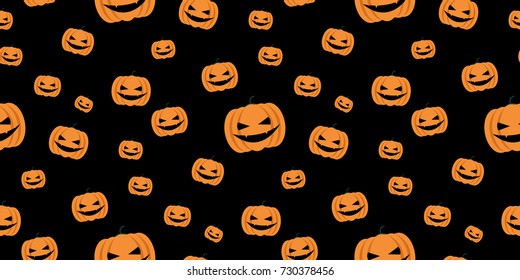 seamless pattern vector orange pumpkin on black background halloween theme
