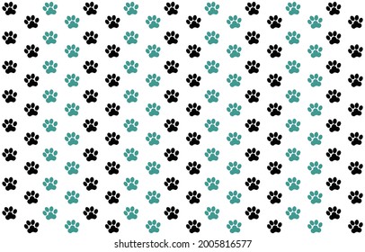 Seamless pattern vector. Paw foot trail print of cat or dog tracks background ​in cute style
