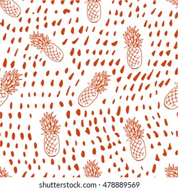Seamless pattern with vector pineapples.