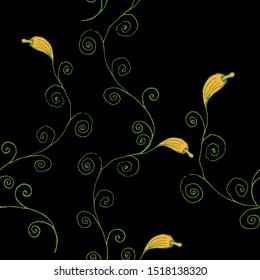 Seamless pattern vector plants for fashion fabric , textile, packaging and background. Hand drawn illustration. Vector graphics.