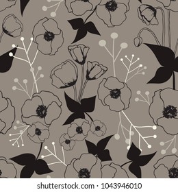 Seamless pattern vector with poppies