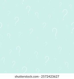 Seamless pattern. Vector question mark subtle pattern. Question marks design for social media quiz, survey or poll. Teal white color.