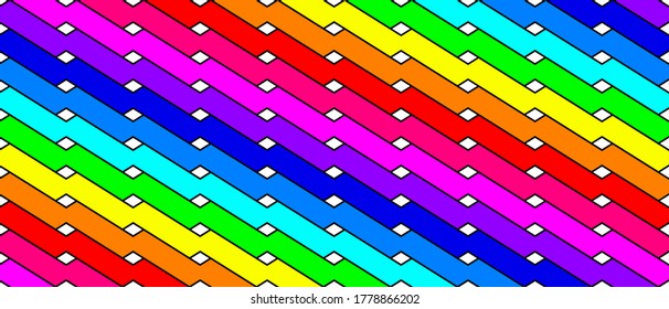 Seamless pattern. Vector rainbow. Colorful geometric background.