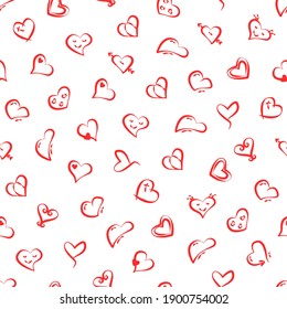 Seamless pattern of vector red hearts. Concept love, Valentine's Day.