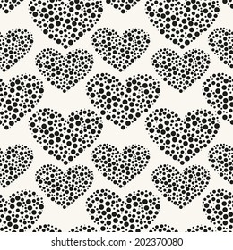 Seamless pattern. Vector repeating texture. Stylish valentines background. Chaotic hearts from circles. Cute Valentine's print