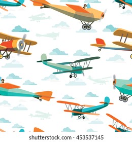 Seamless pattern from Vector Retro Airplanes