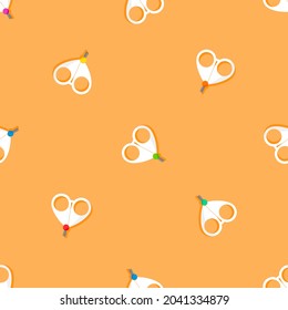 Nahtloses Muster mit Vektorschere für Kinder in flachem Design. Babypflegemittel